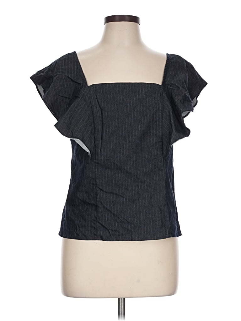 Pre-owned Nanette Lepore Short Sleeve Top Black Square Neckline Tops