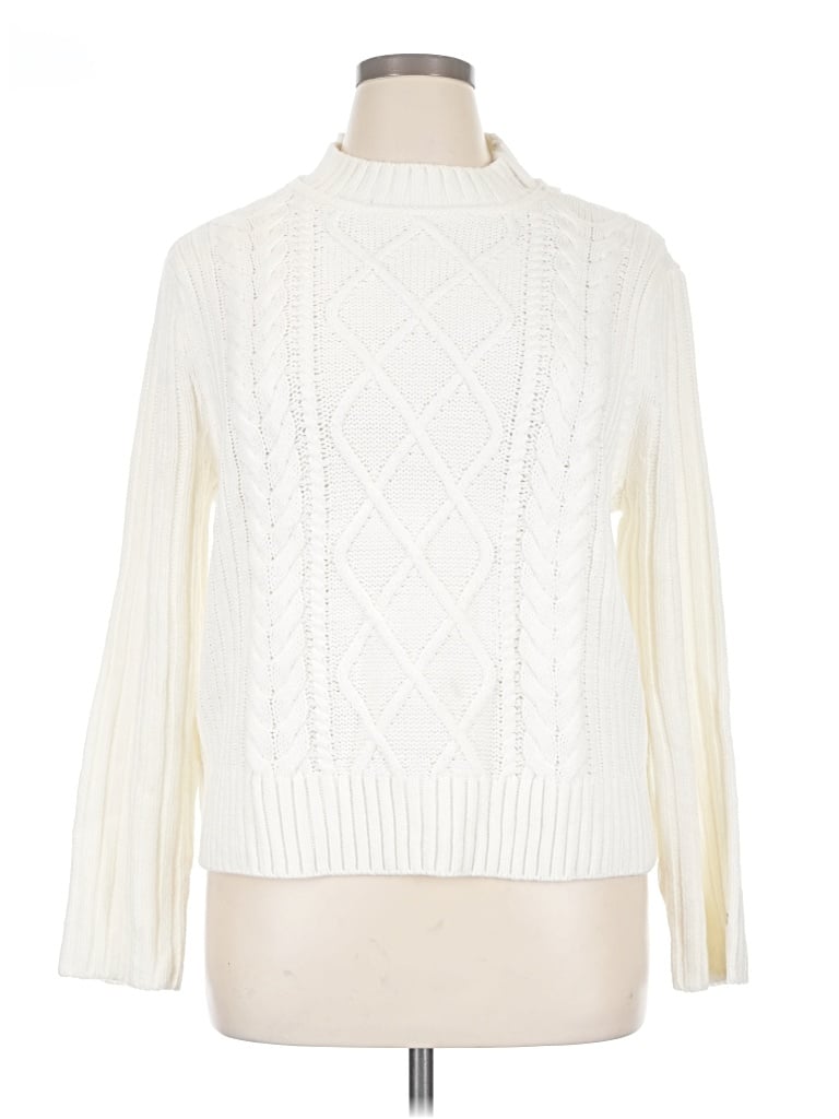 Pre-owned Tommy Hilfiger Turtleneck Sweater In Ivory