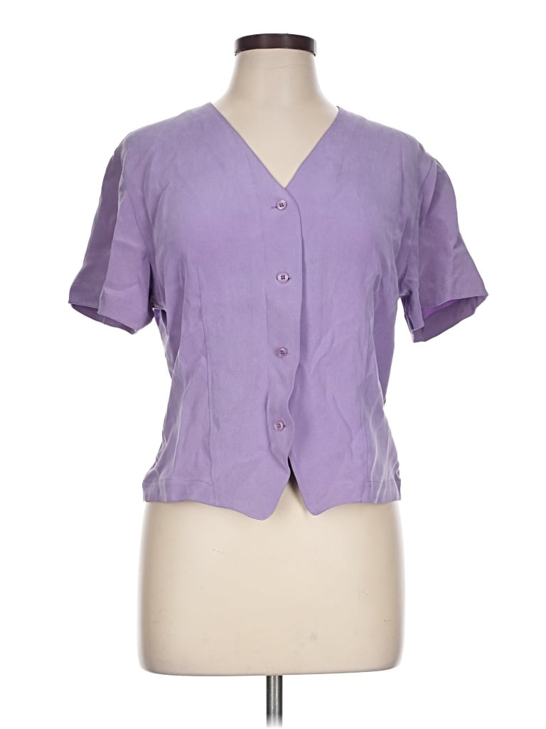 Pre-owned Classiques Entier Short Sleeve Silk Top Purple Sweetheart Neckline Tops