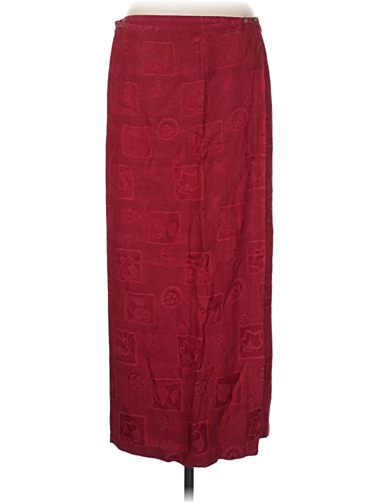 Pre-owned Chico's Design Silk Skirt In Burgundy