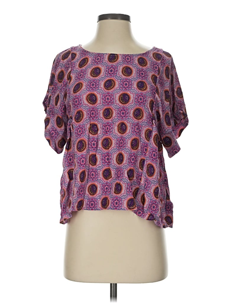 Pre-owned Maeve Short Sleeve Blouse In Purple
