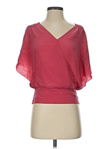 White House Black Market Short Sleeve Silk Top (view 1)
