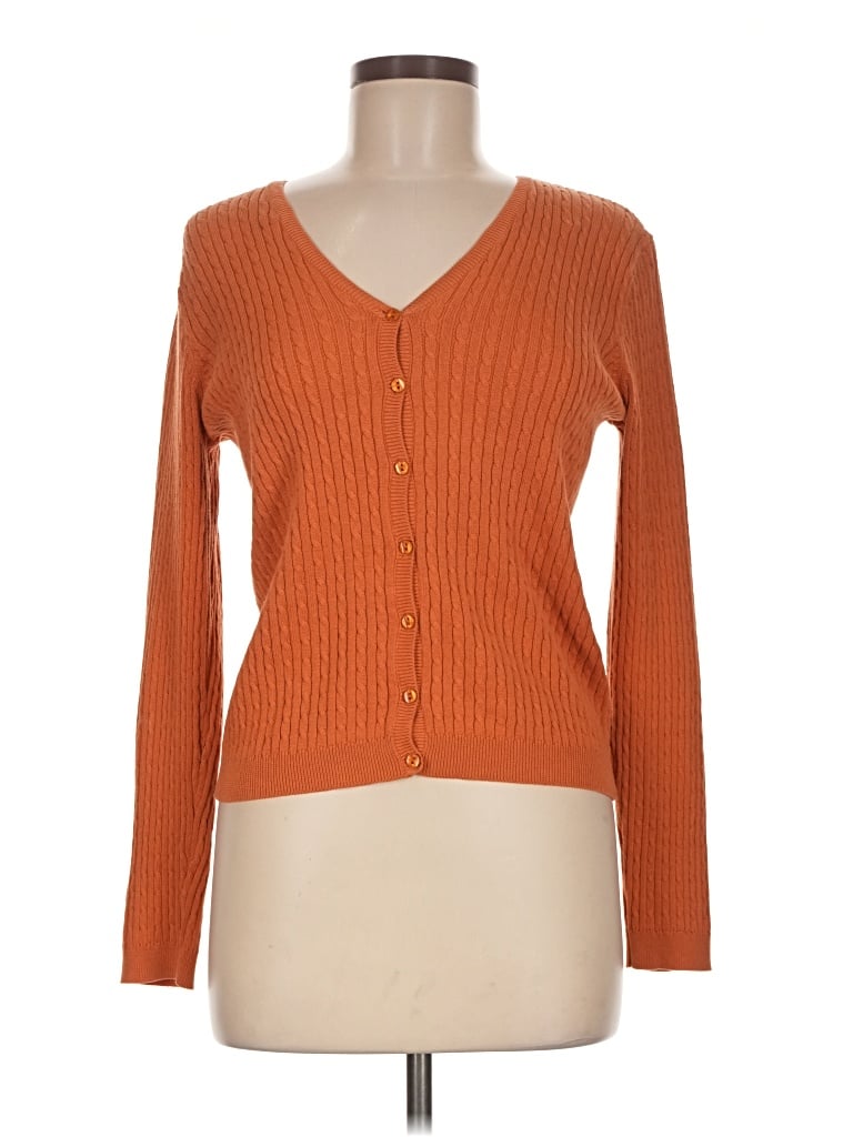 Pre-owned Jeanne Pierre Cardigan Sweater In Orange