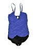 Venus Color Block Blue One Piece Swimsuit Size 10 - photo 1