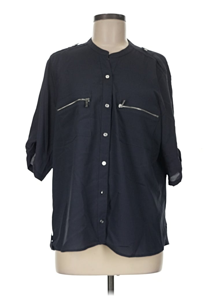 Pre-owned Calvin Klein 3/4 Sleeve Button Down Shirt In Black