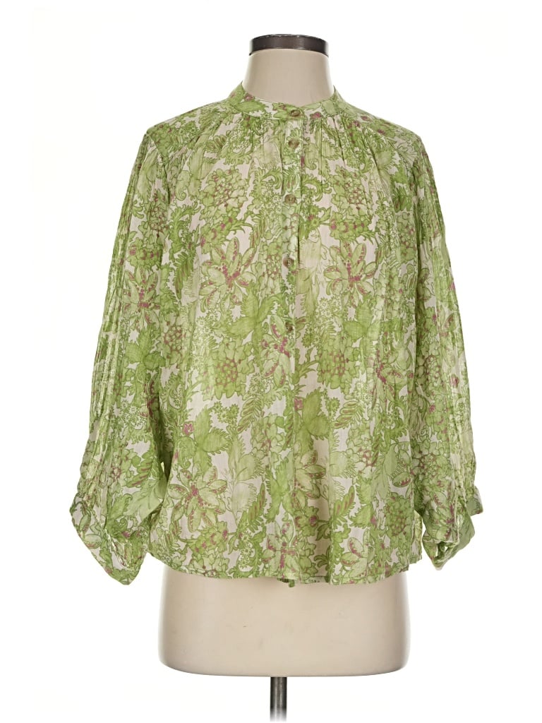 Pre-owned Pilcro 3/4 Sleeve Blouse In Green