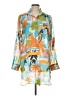 Violet Skye Print Teal Long Sleeve Blouse Size L - photo 1