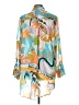Violet Skye Print Teal Long Sleeve Blouse Size L - photo 2