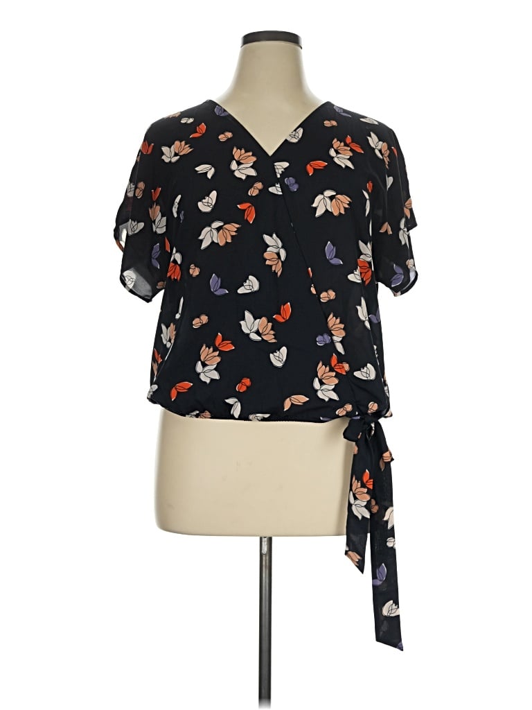 Pre-owned West K Short Sleeve Blouse In Black