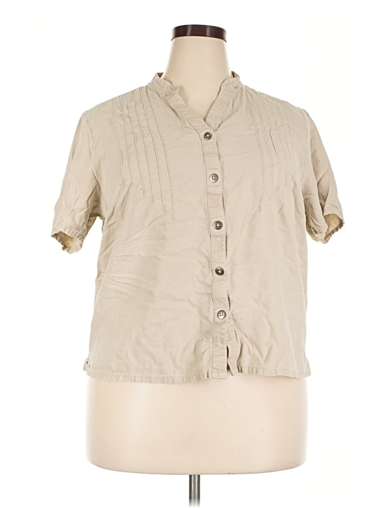 Pre-owned White Stag Short Sleeve Blouse In Tan