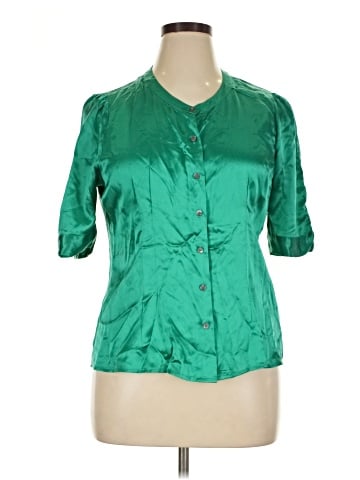 Black Saks Fifth Avenue 3/4 Sleeve Silk Top (view 1)