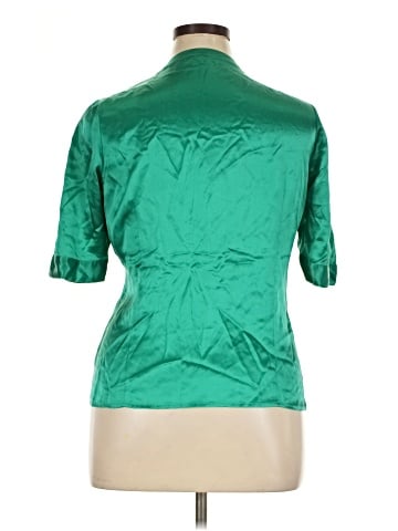 Black Saks Fifth Avenue 3/4 Sleeve Silk Top (view 2)