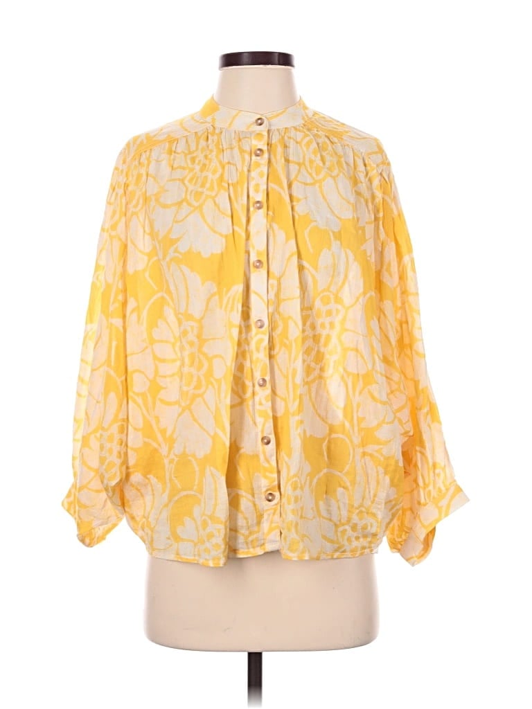 Pre-owned Pilcro 3/4 Sleeve Blouse In Yellow