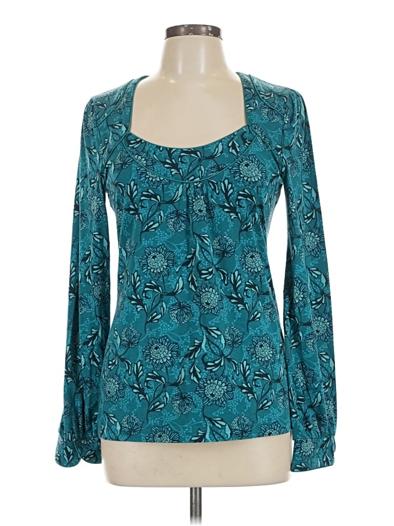 Pre-owned Halogen Long Sleeve Henley Shirt In Teal