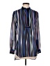 Anne Klein 100% Polyester Stripes Blue Long Sleeve Blouse Size 0 - photo 1