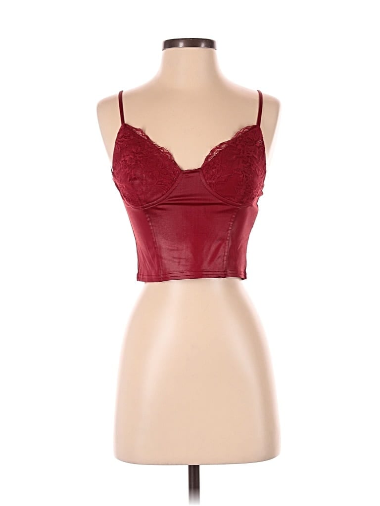 Pre-owned Illa Illa Tank Top Burgundy Sweetheart Neckline Tops