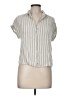 Be Cool 100% Rayon Stripes Ivory Short Sleeve Blouse Size M - photo 1