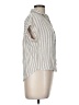 Be Cool 100% Rayon Stripes Ivory Short Sleeve Blouse Size M - photo 4