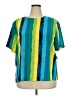 Notations 100% Polyester Stripes Teal Short Sleeve Blouse Size 20 - photo 1
