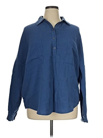 Peace Love World Long Sleeve Button-Down Shirt (view 1)