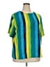 Notations Color Block Teal Short Sleeve Blouse Size 20 - photo 1