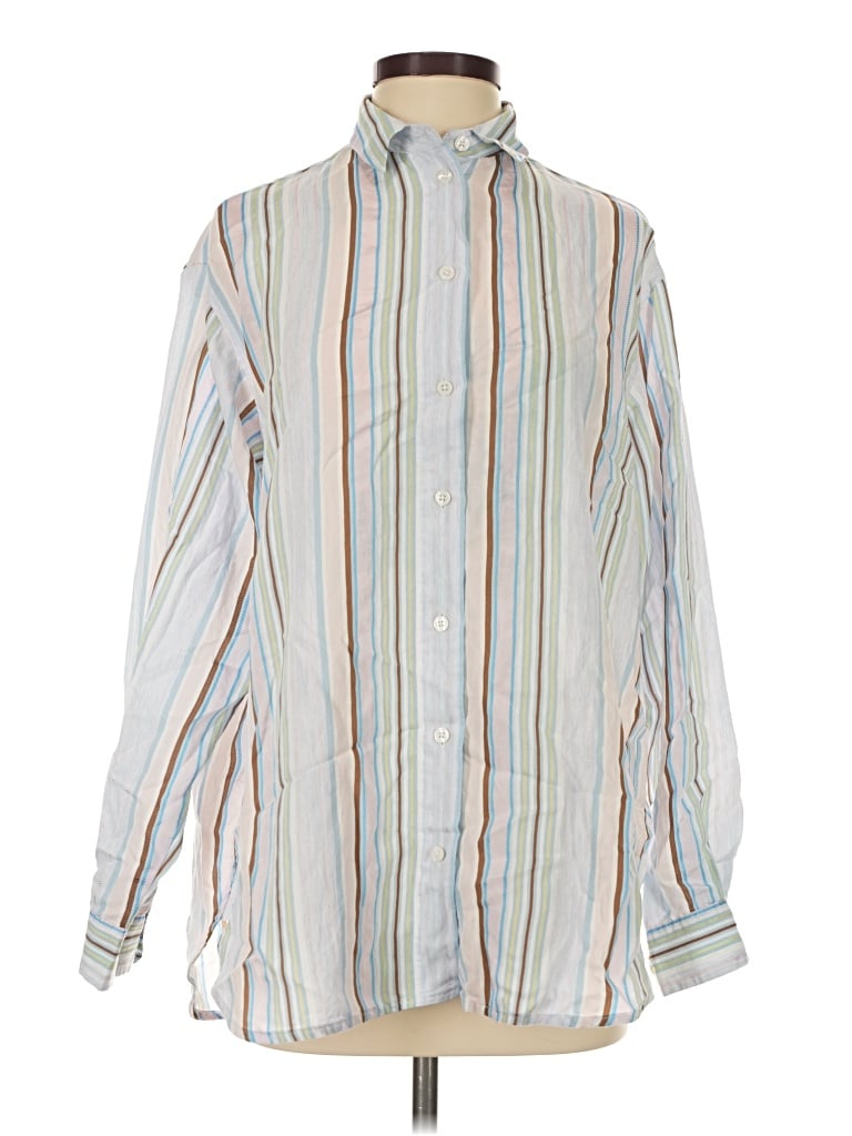 Pre-owned Samsoe & Samsoe Long Sleeve Button Down Shirt In Silver