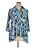 Sunny Leigh 100% Polyester Floral Blue 3/4 Sleeve Blouse Size 1X - photo 1