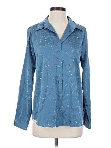 Aqua Long Sleeve Blouse (view 1)