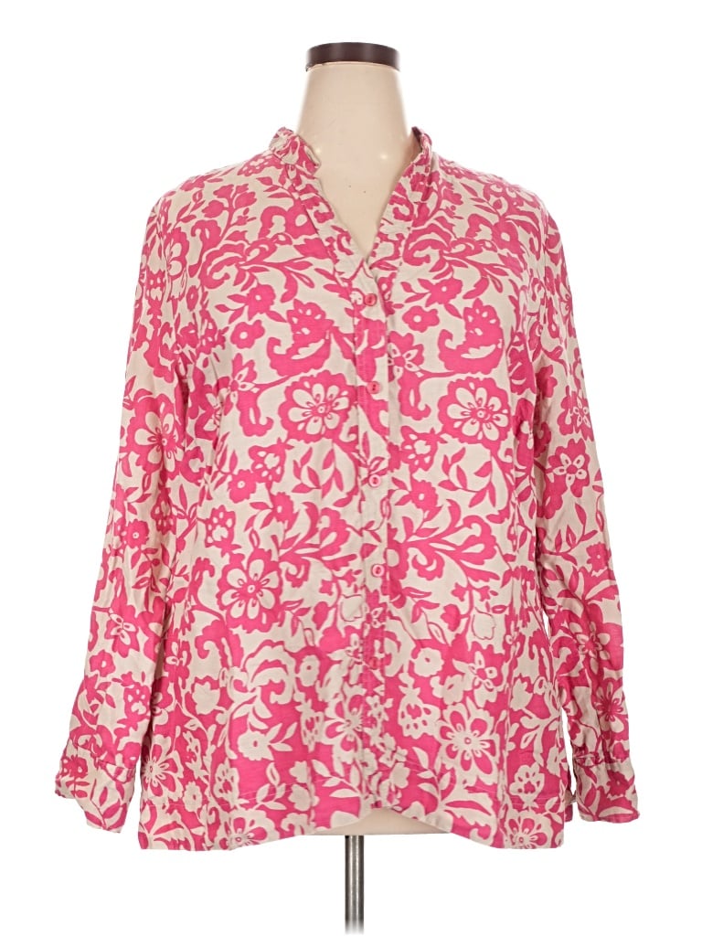 Pre-owned Charter Club Long Sleeve Blouse In Pink