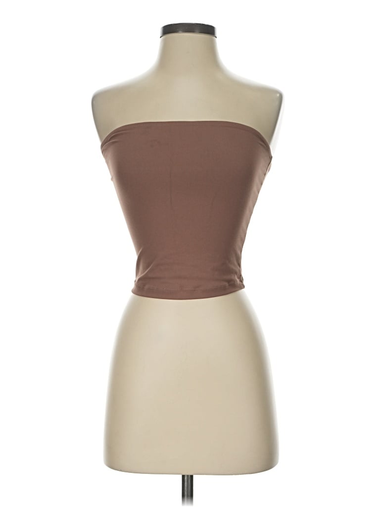 Pre-owned Trendy Queen Tube Top Brown Strapless Neckline Tops