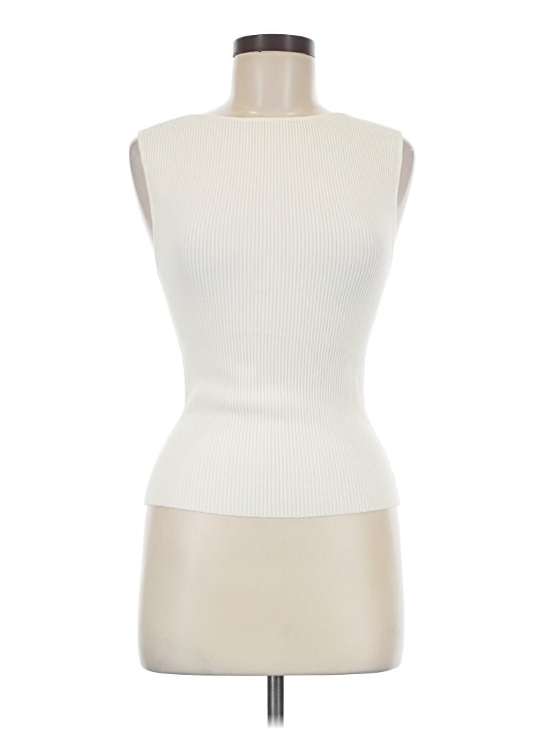 Pre-owned Open Edit Sleeveless Top Ivory High Neck Tops