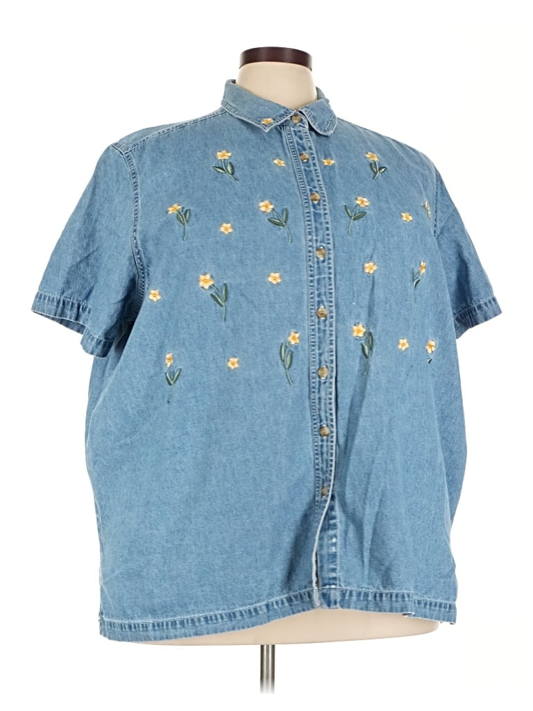Pre-owned Bobbie Brooks Short Sleeve Button Down Shirt In Blue