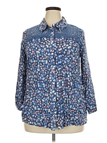 Cato 3/4 Sleeve Button-Down Shirt (view 1)