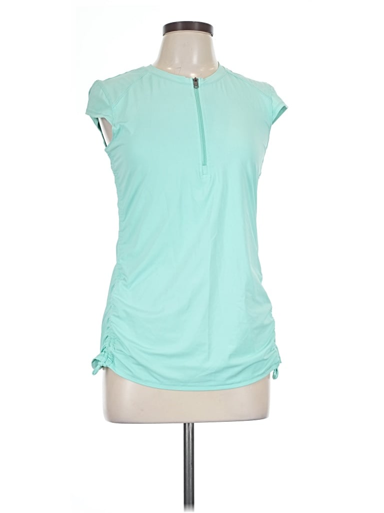 Pre-owned Calia Short Sleeve Top Teal Keyhole Neckline Tops