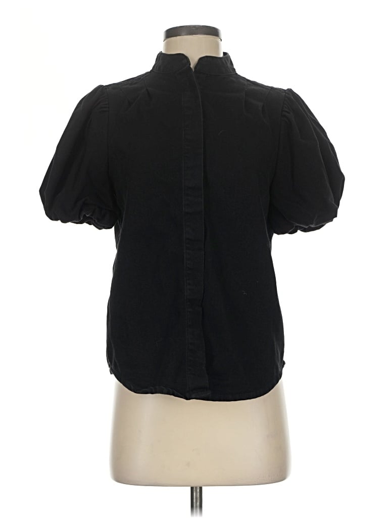 Pre-owned Industry Short Sleeve Blouse In Black