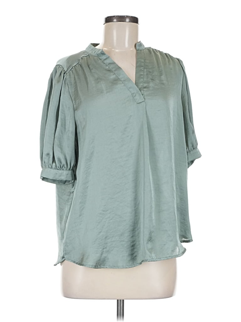 Pre-owned Pleione 3/4 Sleeve Blouse In Green