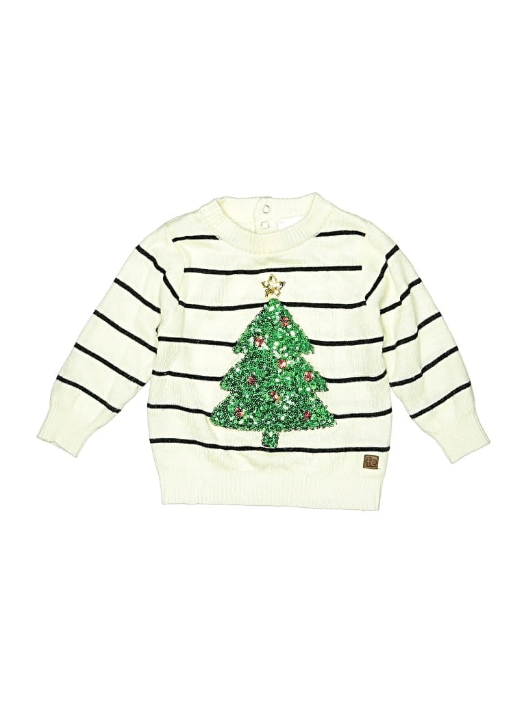 Pre-owned Tipsy Elves Kids' Pullover Sweater In Ivory
