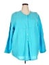 Flax 100% Flax Solid Teal 3/4 Sleeve Button-Down Shirt Size 18 (1G) - photo 1