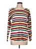 St. John's Bay 100% Acrylic Stripes Teal White Pullover Sweater Size L - photo 1