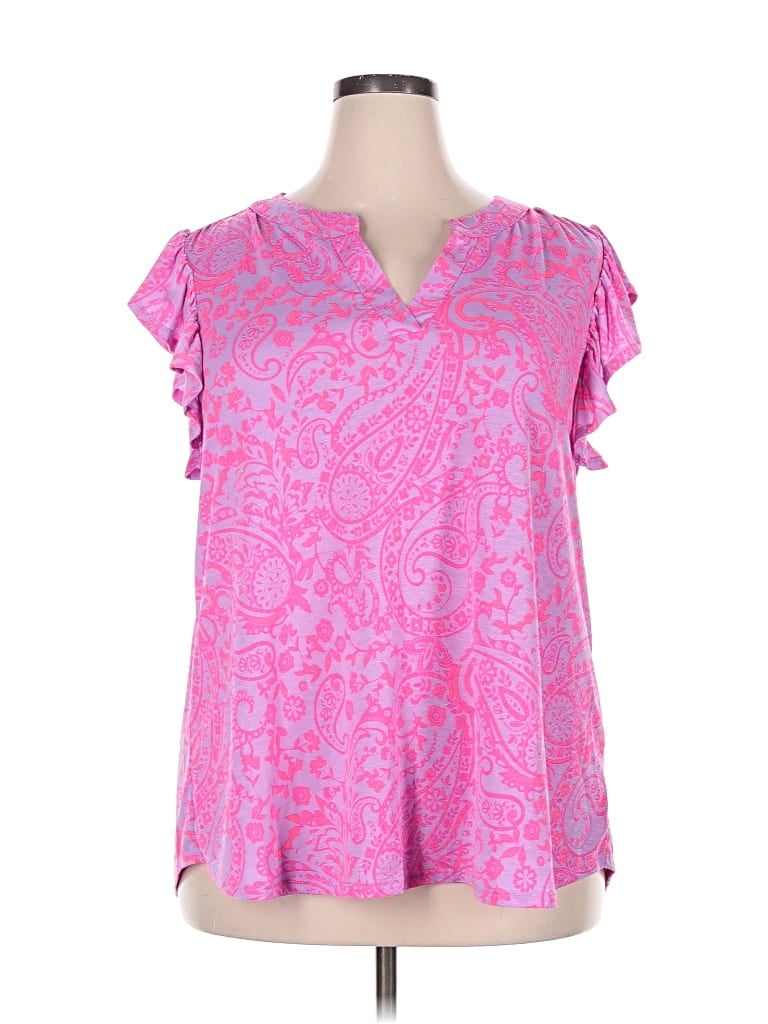 Pre-owned Dear Scarlett Short Sleeve Blouse In Purple