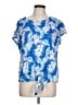 One World 100% Polyester Blue Short Sleeve Blouse Size L - photo 1