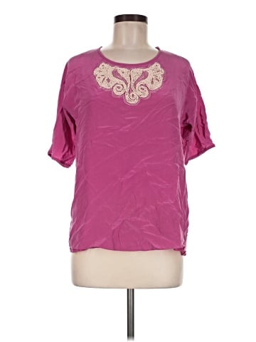 Tibi Short Sleeve Silk Top (view 1)