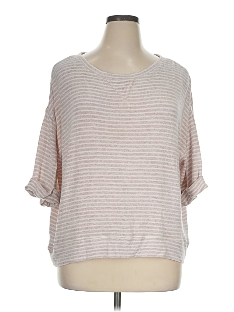 Pre-owned Gentle Fawn 3/4 Sleeve Top Pink Boatneck Tops