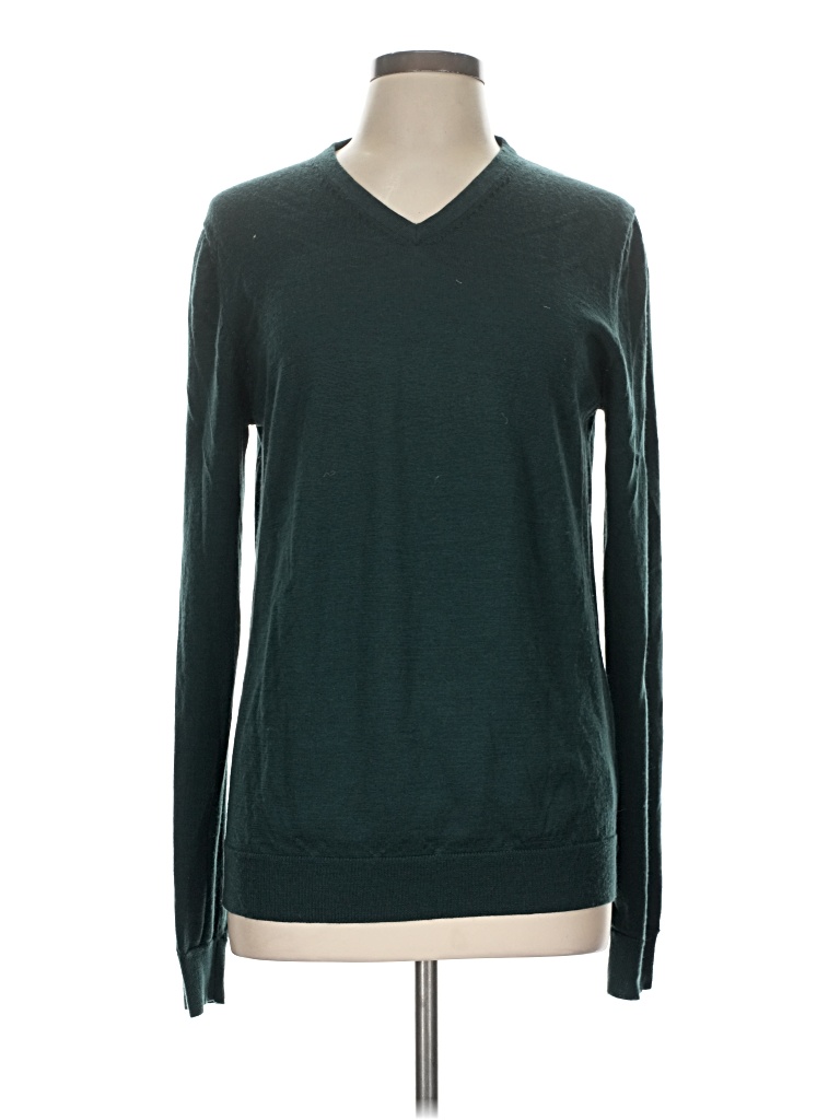 Pre-owned H&m Wool Pullover Sweater In Green