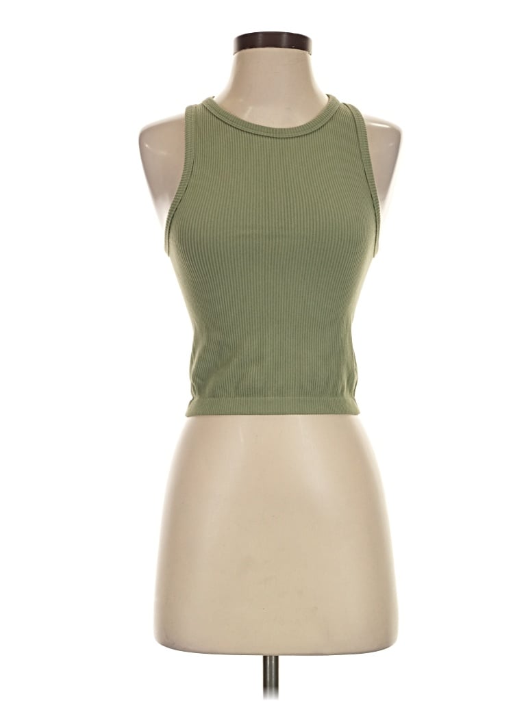 Pre-owned Stradivarius Tank Top Green Halter Neckline Tops