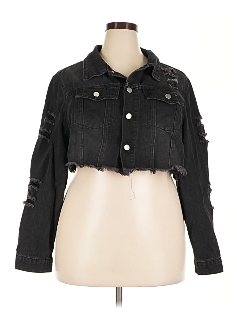 Pre-owned Shein Curve Denim Jacket In Black