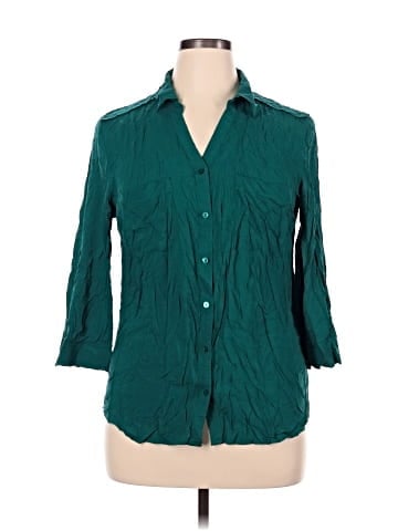 a.n.a. A New Approach 3/4 Sleeve Button-Down Shirt (view 1)