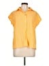 Notations Stripes Yellow Short Sleeve Blouse Size L - photo 1