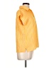 Notations Stripes Yellow Short Sleeve Blouse Size L - photo 4