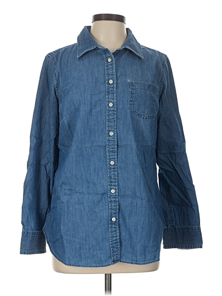 Pre-owned Talbots Long Sleeve Button Down Shirt In Blue